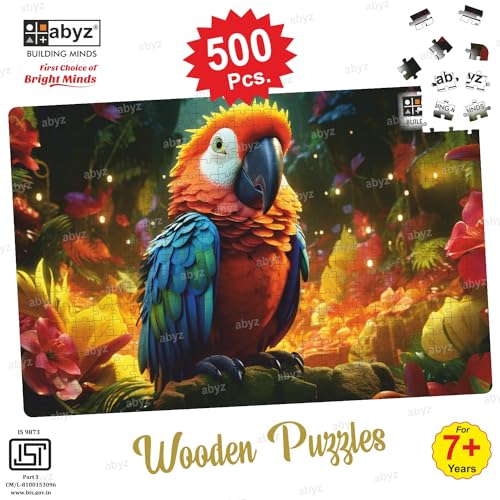 Image of ABYZ Wooden Jigsaw Puzzle - Cartoon Parrot Playset for Fun Educational & Little Explorers, 500-Pieces Multicolor | Birthday Gift for (7 Plus Years) Age Kids.
