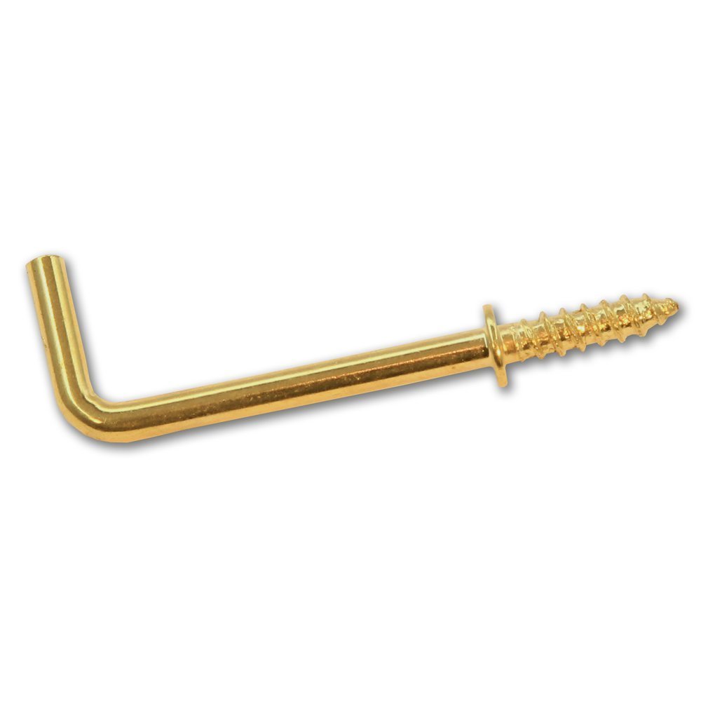 Merriway BH02237 (15 Pcs) Electro Brass Plated Square Shouldered Dresser Hooks, 38mm (1.1/2 inch) - Pack of 15 Pieces