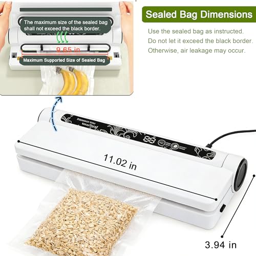 Image of Food Saver Vacuum Sealer Machine - 75KPA Powerful Vacuum Sealer for Food with 20 Bags, Compact Food Vacuum Sealer Machine w /Digital Timer, Easy to Use for Home Kitchen