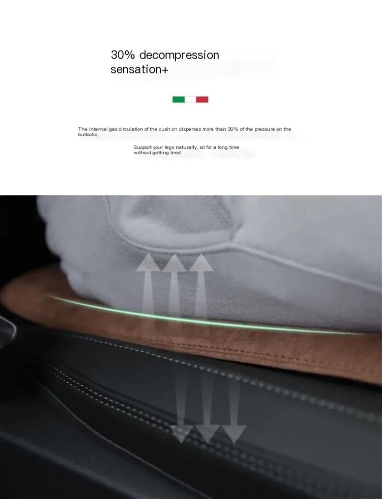 Car Pillow Driving Seat Cuscino per sedile auto in pelle scamosciata, ventilazione, quattro stagioni, cuscino universale per ufficio, aumento dell'altezza del sedile posteriore(Brown)