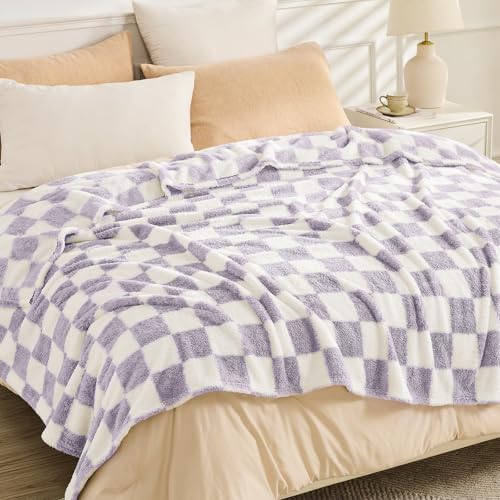 EMME Kuscheldecke 200x230 Fleece Weich Warm Flauschig Lila Tagesdecke – Ansicht 9