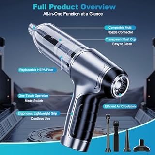 Willcybloom Aspirapolvere portatile senza fili ricaricabile a mano per auto con migliore aspirazione, 15000Pa forte aspirazione, pompaggio e inalazione, a basso rumore, per casa e auto