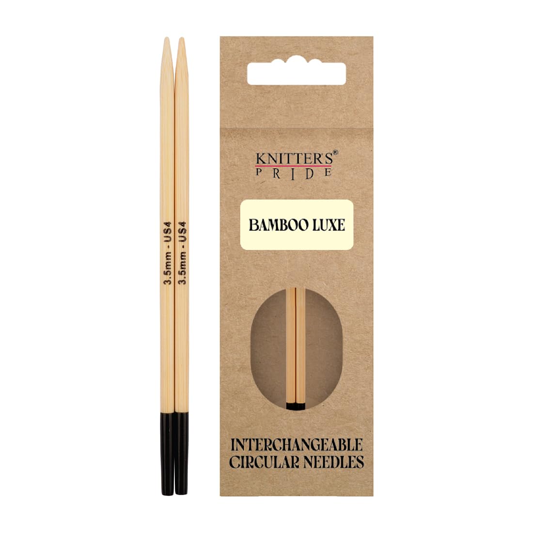 Knitter's Pride Beige/Black Bamboo Luxe Interchangeable Knitting Tip 13 Cm (3.5 Mm) - 1 Piece