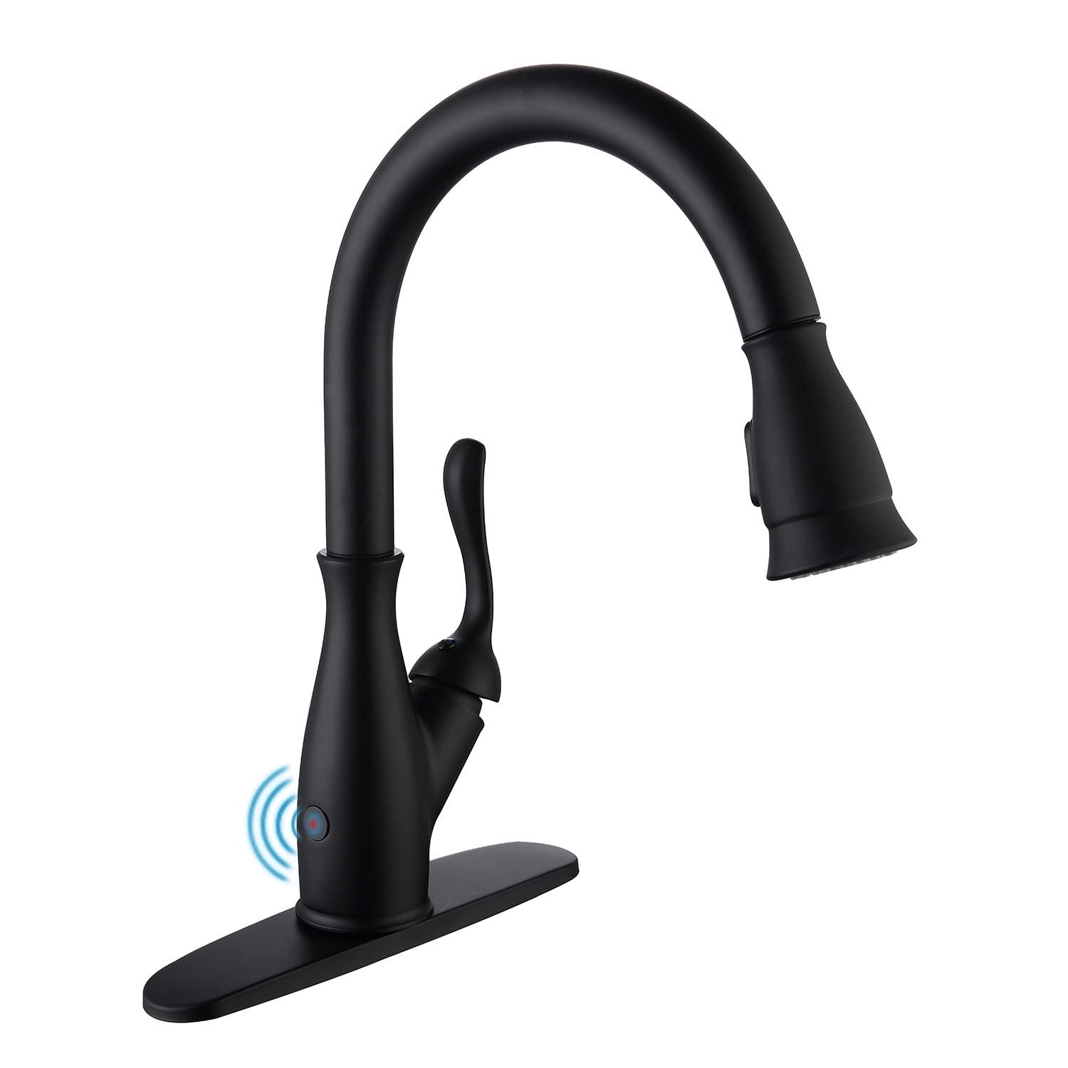 Touchless Kitchen Faucet with Pull Down Sprayer - Commercial Single Handle MotionSense Wave Sensor Hands Free RV Sink Faucets Stainless Steel Matte Black by Luxice