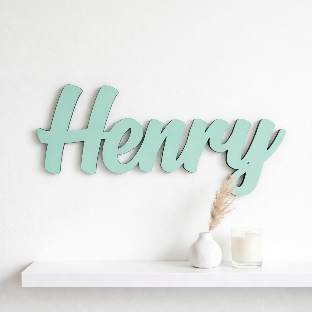 Wooden Name Sign for Nursery & Bedroom – Custom Name Wall Art, Personalised Wooden Door Plaque, Children's Room Decor