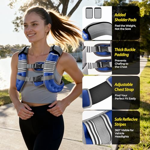 Image of PACEARTH Weighted Vest,6lb /8lb /10lb /12lb /16lb /20lb /25lb /30lb Weight Vest with Reflective Stripe, Body Weight Vests for Women, Men, Weight Loss Workout, Strength Training, Running, Walking, Jogging