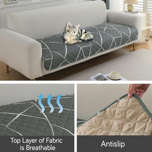 Image of HOKIPO Printed Waterproof + Anti-Slip + Quick Dry Sofa Seat Mats, Abstract Geometric Shadow Grey - Length 110cm (NEW-AR-5230-P2)