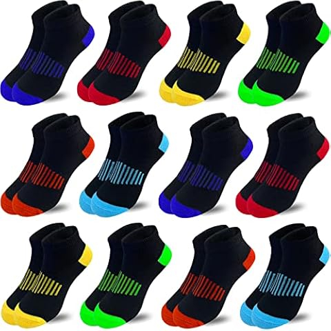 Tsmollyu Boy Socks 12 Pairs Ankle Athletic Cotton Socks Half Cushioned Low Cut Socks For Little Big Kids Age 3-10(3-5 Years) Cover