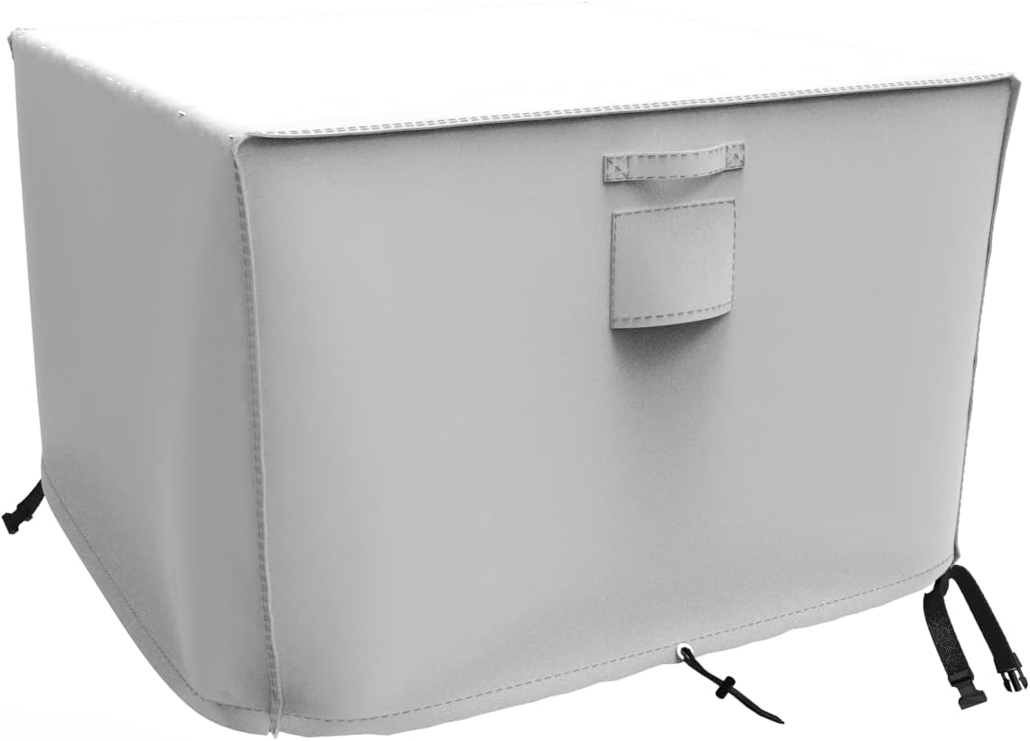 Atyard Gas Fire Pit Cover Square 36L x 36W x 24H inch - Waterproof Windproof Anti-UV Heavy Duty Patio Firepit Furniture Covers Gray