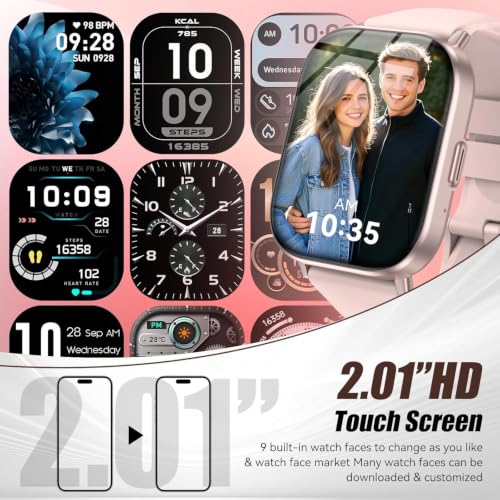Image of Smart Watch, 2.01 inch HD Touchscreen Fitness Tracker with Bluetooth Calling, 120+ Sports Modes, 24 /7 Heart Rate Sleep Monitor, IP67 Waterproof Smartwatch Compatible with iOS Android (Pink)