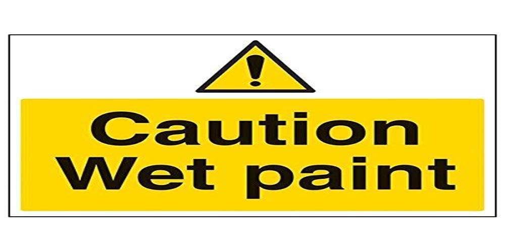 VSafety 67006BF-R'Caution Wet Paint Lot de 3 panneaux de signalisation paysage 400 mm x 300 mm