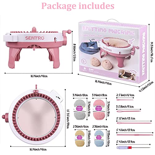 Knitting Machines, 48 Needles Knitting Loom Machine with Row Counter, Smart Weaving Loom Round Spinning Knitting Machines, Taifctft DIY Knitting Board Rotating Double Knit Loom Machine Kit - Thumbnail 6