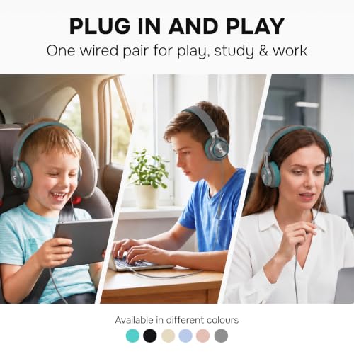 Image of ARTIX CL750 Adults & Kids Headphones with Cord, Microphone & Volume Control - Wired Headphones with Mic, Plug In Teens Corded Head phones Wire for Laptop, Computer, Chromebook, iPad & Tablet 3.5mm Aux