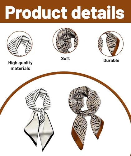 Image of 2Pcs Satin Scarf, Scarf for Women Stylish, Silk Scarves for Women 70x70cm, Satin Hair Scarf for Women, Elegant Head Scarf for Office, Travel, Casual Wear