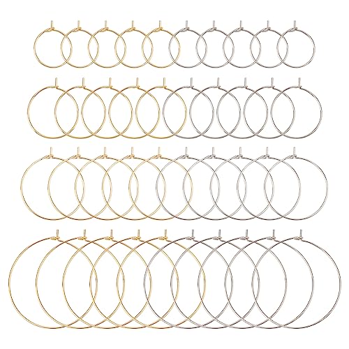 UNICRAFTALE 80 pièces 4 tailles 15.5/20/25/35 mm Verre à Vin Breloques Anneaux boucles D'Oreilles Acier Inoxydable Boucles D'Oreilles en Acier Inoxydable Couleur Or...
