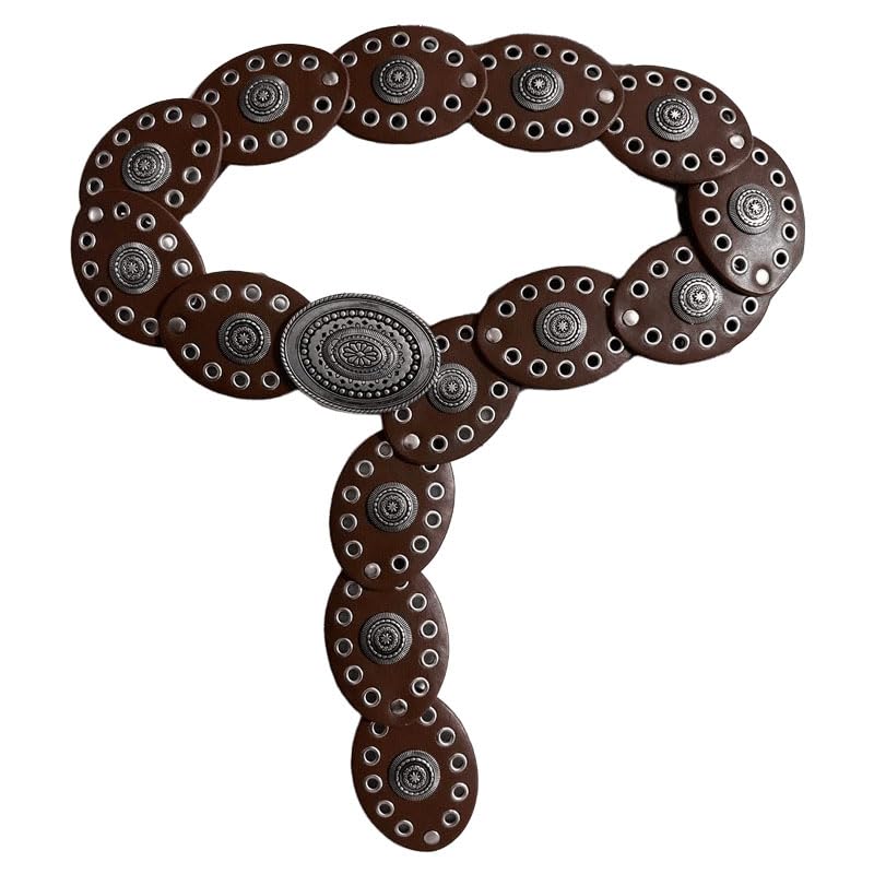 Western PU leather Cowgirl belts for Women - Vintage Concho Country Chunky Disco Waist Belts for Dresses Jeans