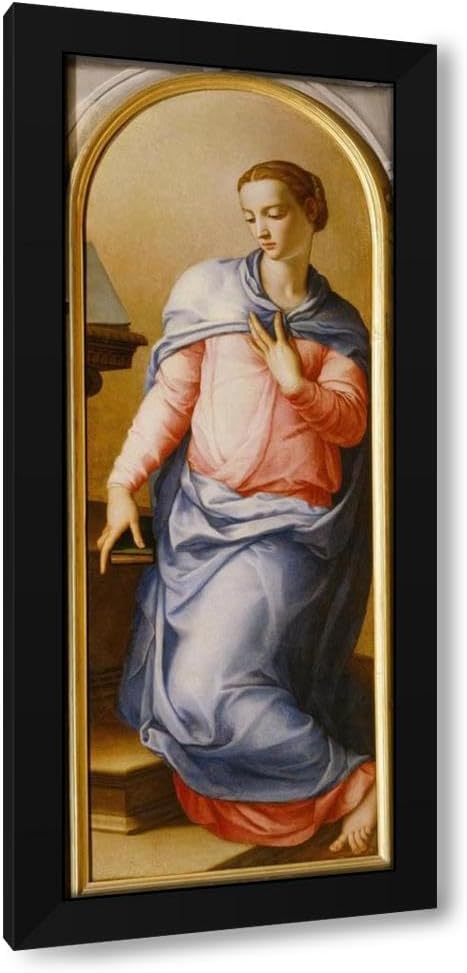 Agnolo Bronzino 12x24 Black Modern Framed Art Print Titled: Virgin of the Annunciation (1564)