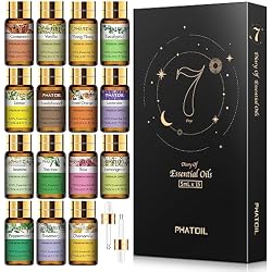 PHATOIL 15PCS Essential Oils Gift Set - Premium Quality 100% Natural Pure Essential Oils for Aromatherapy Diffuser Yoga Home Office Soap Candle Making- 5ml/Bottle
