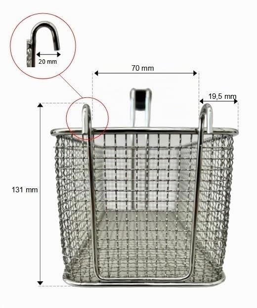 FCR0254 - CESTINO MADE IN ITALY PER FRIGGITRICE PROFESSIONALE MISURE 109X300X120H MM + GANCI IN ACCIAIO CROMATO CESTELLO FRIGGITRICE ACCIAIO