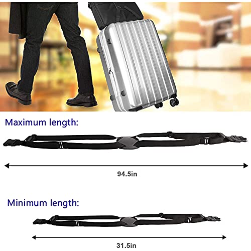 Image of Luggage Straps, 2 Pack 2'x74'High Elastic Suitcase Adjustable Belt Bag Bungees with Buckles, Heavy Duty Travel Luggage Belt Easy Bag Bungee, Bag with Buckles(Black)