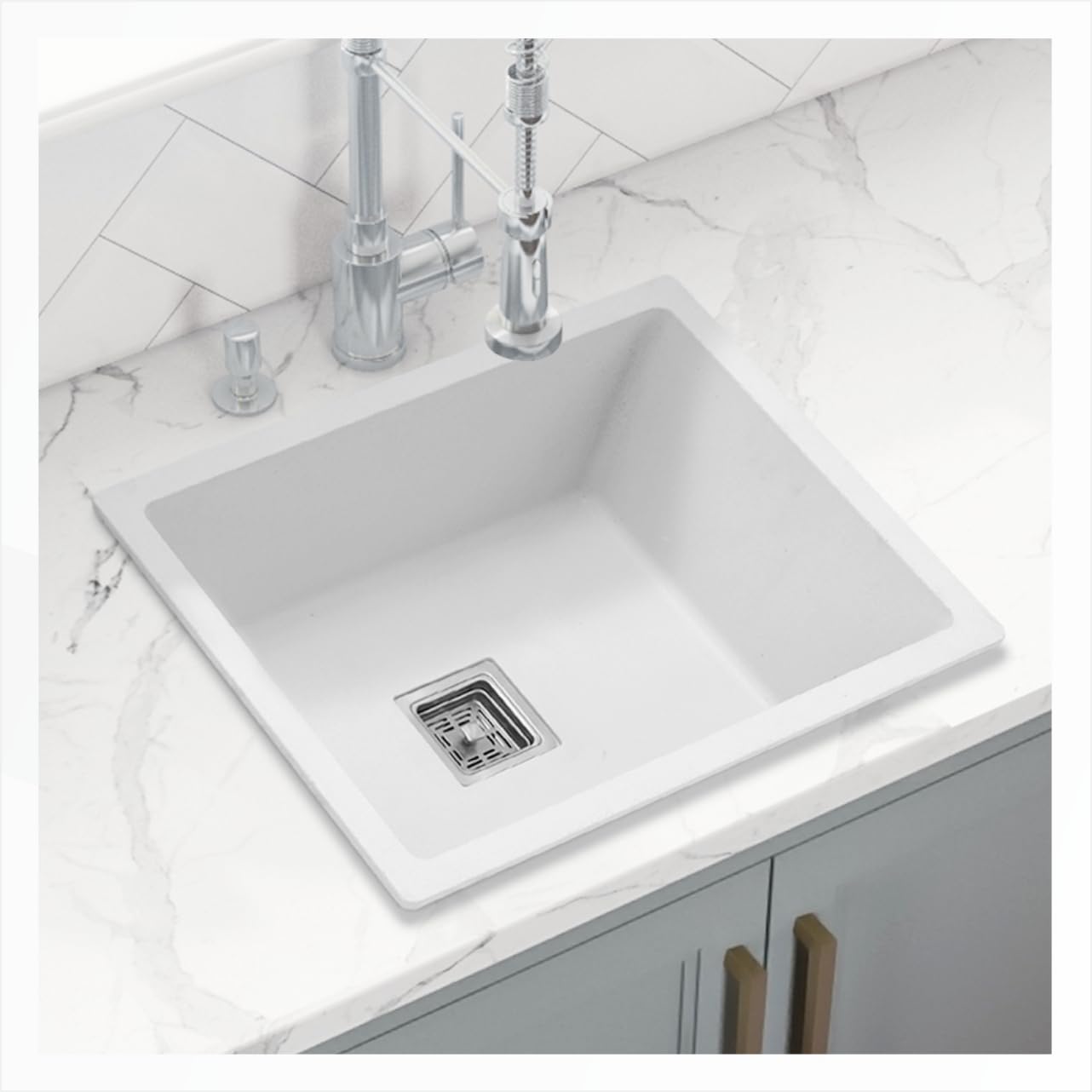 GEM Quartz Kitchen Sink 16x18X9 Inches Mettalic White Color With Waste Coupling & Waste Pipe | Sound Proof Single Big Bowl Matt Finish Modern Granite Sink for Kitchen Basin (B0DHQX8146) Amazon Price History, Amazon Price Tracker