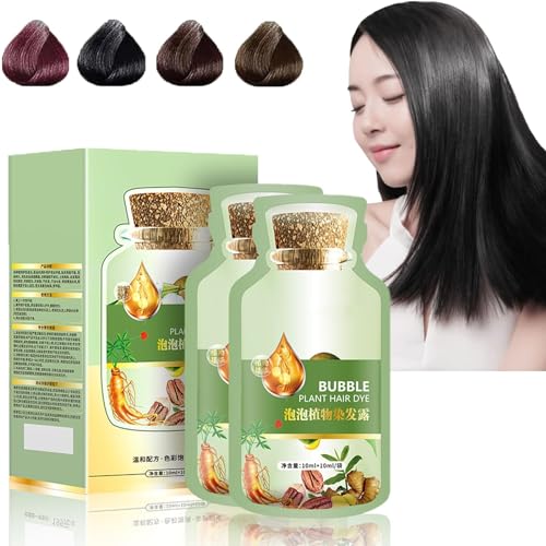 Natural Plant Hair Dye, Bubble Hair Dye, Plant Fruit Hair Dye Cream, Pure Plant Extract for Grey Hair Color Bubble Dye, Plant Fruit Hair Dye Cream (Natural Black)