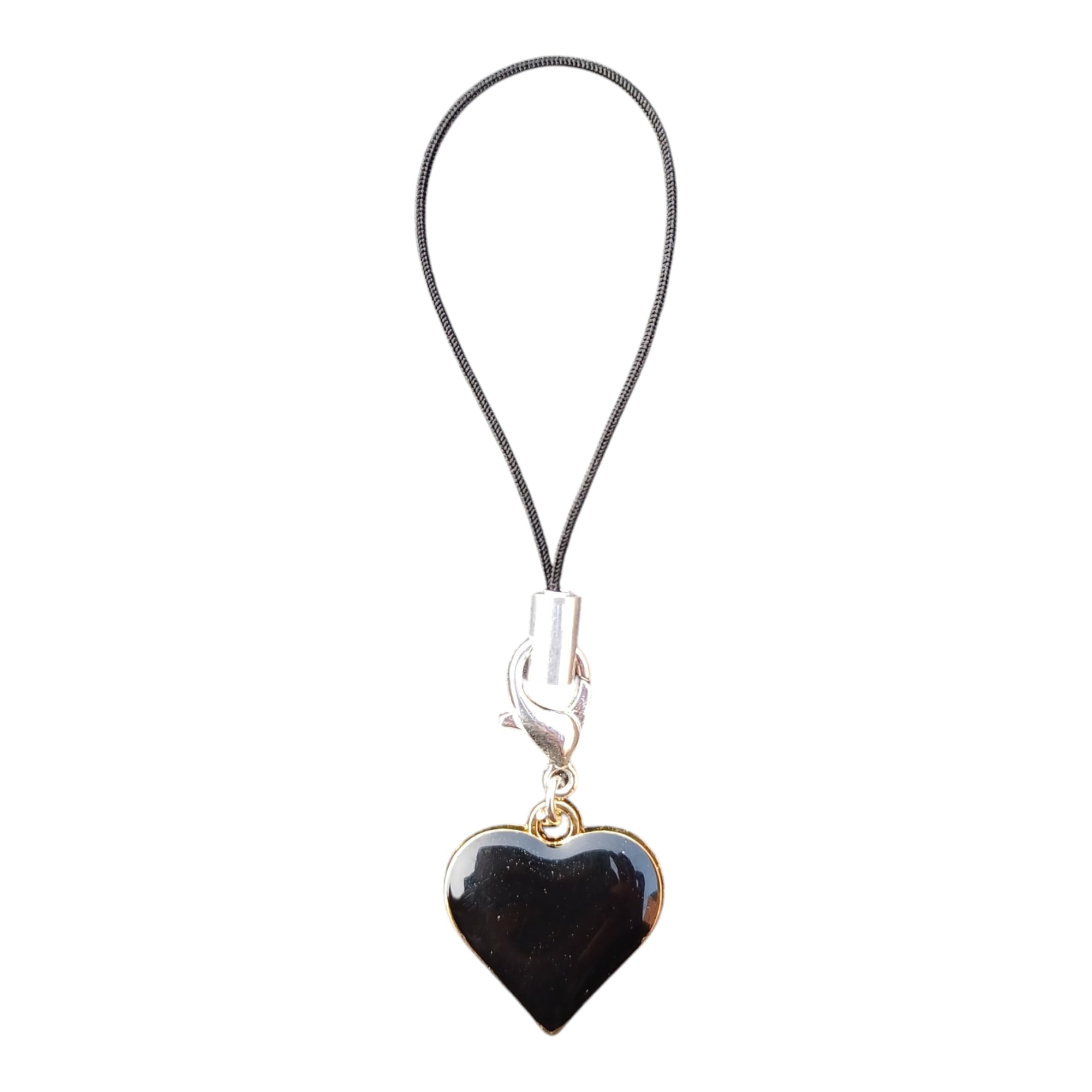 Black Heart Phone Strap Charm for Bag, Wallet, Bluetooth Camera, Keychain, 8 cm-image-22