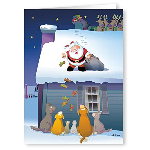 Personalized - Santa Gives Dogs Presents Too! - Funny Christmas Card - 24 Boxed Cards and Envelopes (Personalized)