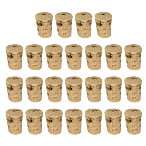 QUARKZMAN Tapered Cork, 15.9x11.9x20.6mm Natural Wooden Leakproof Soft Cork Stoppers Pour Wine Beer Bottle Crafts Corks Plug Replacement Laboratory Supplies, Dark Wood Color, Pack of 36