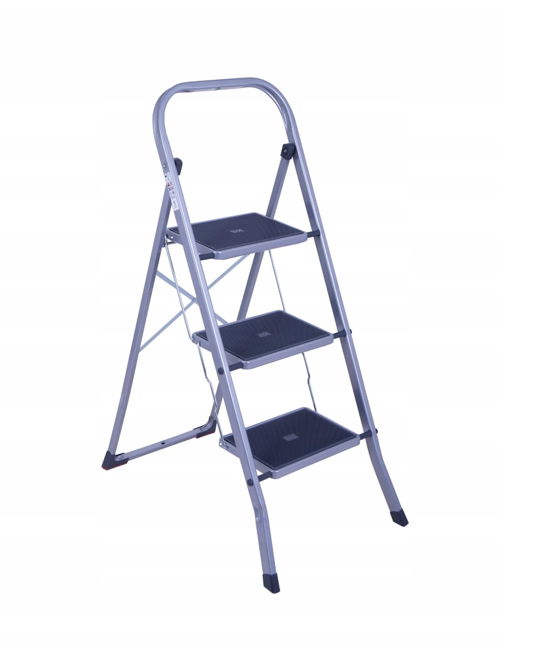 Składany taboret 3-stopniowy – stabilna drabina domowa do 150 kg, składana, z antypoślizgowymi stopniami, oszczędność miejsca i bezpieczeństwo (Black & Silver)