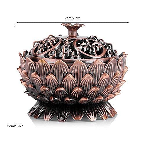 Leopacat Bruciatore Di Incenso Vintage A Forma Di Loto, In Lega Di Metallo, Porta Incenso Oro Per Meditazione E Arredamento Feng Shui