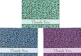 Damask Black Vine Thank You Cards (9 Cards; 4' x 5.25'; White Envelopes; 9-3)