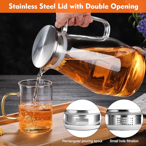 2PCS 2.3L Caraffa in Vetro Borosilicato Trasparente Con Coperchio e Spazzola per Acqua Calda/Fredda, Vino, Caffè, Latte e Succo - immagine 4