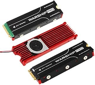 JEYI Cooling Warship Fan NVME NGFF M.2 Heatsink 2280 ssd Metal Sheet Thermal Conductivity Silicon Wafer Cooling Fan Heatsink (Red)