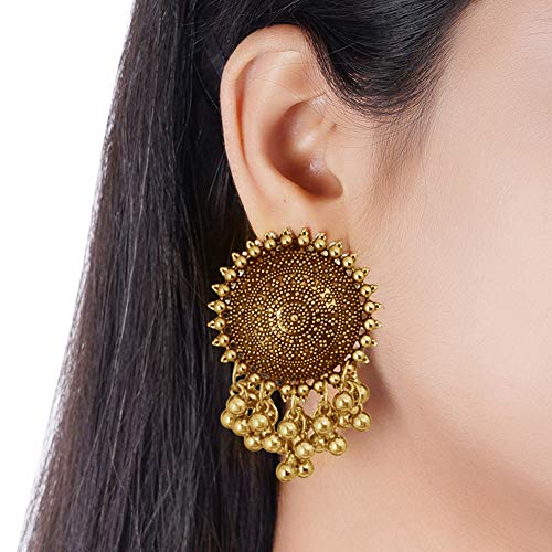 Jwellmart Indian Lightweight Oxidized Finish Stylish Statement Ghungroo Studs Fashion Earrings Jewellery3