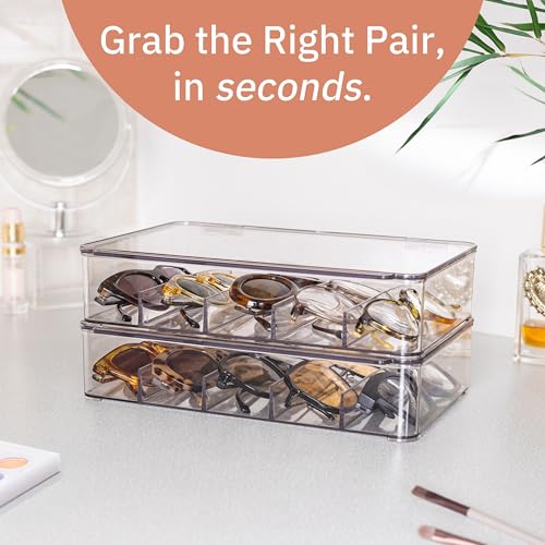 The Useful Co. UCO Sonnenbrillen Aufbewahrung 2er Set, Brillen Organizer Aufbewahrungsbox Transparent mit Deckel, Brillenhalter und Brillenregal, Schubladenbox Setzkasten für mehrere Brillen
