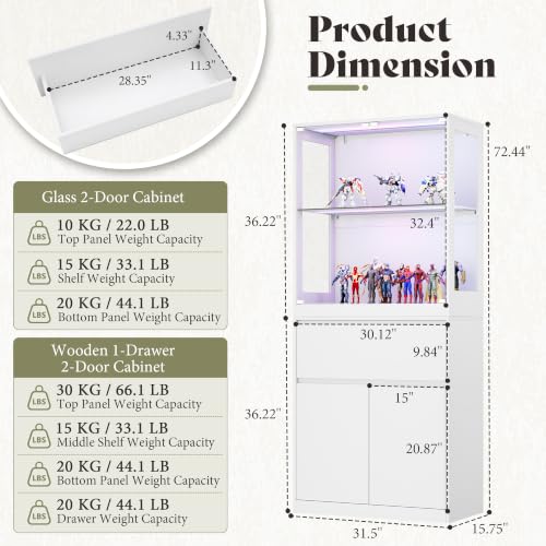 Image of AMERLIFE Modular DIY RGB 5-Tier Display Cabinet, 32 x 16 x 72.5 Inch