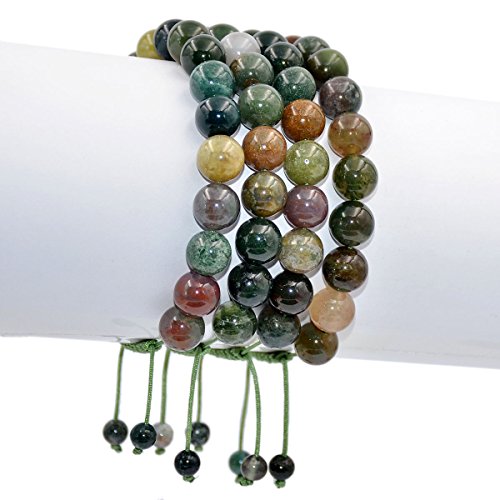 Image of AD Beads Natural 10mm Gemstone Bracelets Healing Power Crystal Macrame Adjustable 7-9 Inch