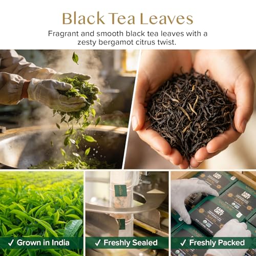 Image of VAHDAM, Earl Grey Black Tea Bags (30 Count) Medium Caffeine, Non GMO, Gluten Free | Citrus Bergamot & Smooth | Resealable Ziplock Pouch | Individually Wrapped | Plant Based Tea Bags