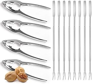 Stainless Steel Lobster Cracker Seafood Tools, Ideal Crab Cracker, Nut Cracker, Lobster Pick, Crab Leg Crackers (Set of 4 Lobster Picks and 8 Seafood Forks)