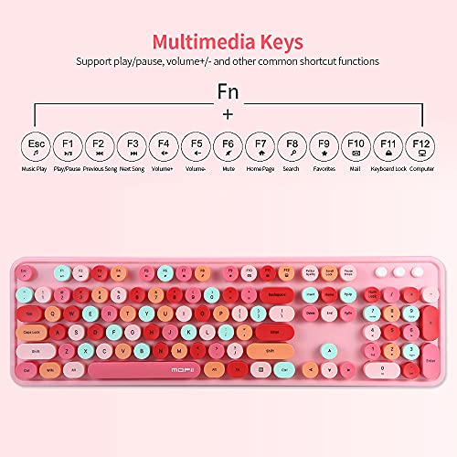 Juego de teclado y mouse inalámbrico de 2.4G con teclas redondas para PC 6