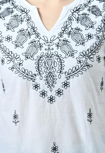 Image of QAZMI Women's Cotton Straight Embroidered Kurti