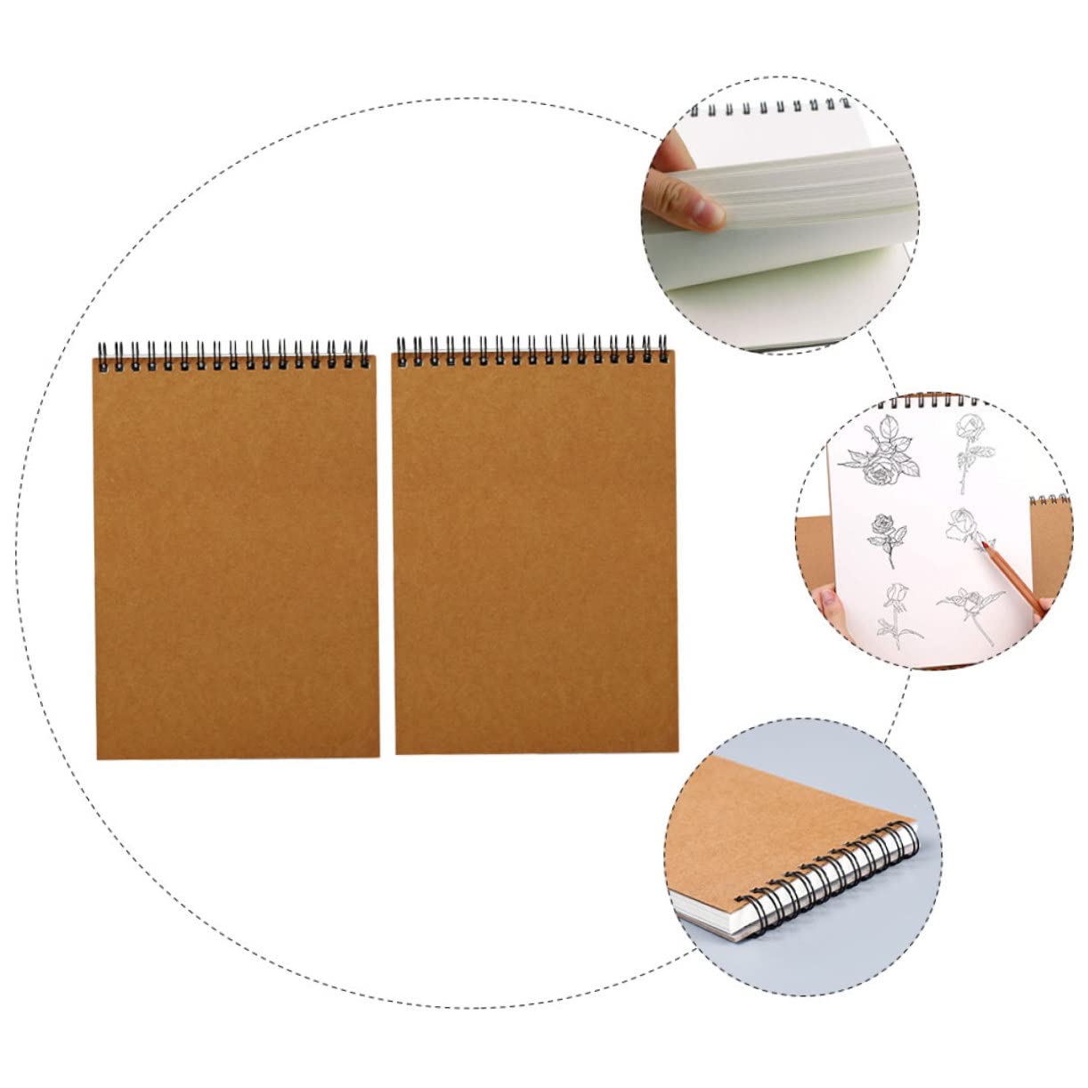 Ciieeo Carnets de Croquis Spirale A4 Marron 2 Pièces pour Dessin