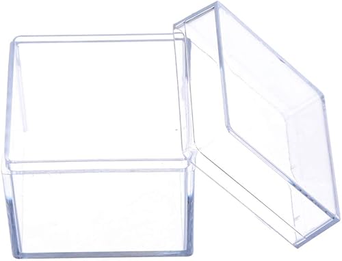 SimpleLif Caja de exhibición de acrílico transparente de 5 caras, caja de almacenamiento de joyas, caja de accesorios de cubo cuadrado, 2.0 x 2.0 x