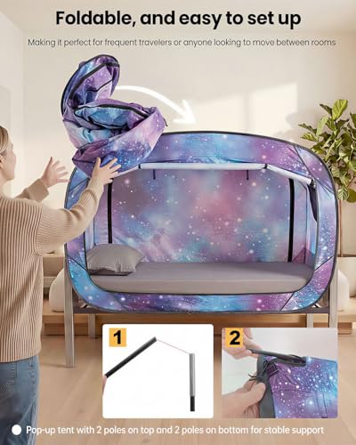 Image of ANC POP Bed Tent Full Bed Canopy Tents Portable Dream Tent for Kids and Adult Indoor Sleeping Tents with 2 Doors Breathable Private Space Tents