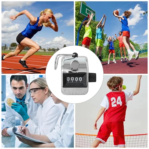 Handzähler Zähler, Zähler Klicker, Reihenzähler Stricken, Handzähler, Fingerzähler, 4-Stellige Metall Zähler, Klicker Counter, für Personenzähler, Coaching, Fitness Sport Training Schul (2 Stück)