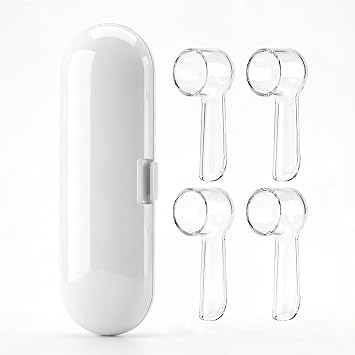 Electric Toothbrush Travel Case for Oral-B Toothbrushes - 4 Pcs Toothbrush Head Covers Compatible with Oral B Electric Toothbrush Heads White