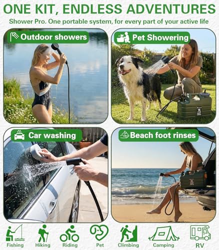 Beviliu Portable Camping Shower with 3 Gallon Food Grade Jug, Lightweight Design & IPX8 Waterproof, Rechargeable Pump with LED Display, Portable Shower for Camping, Beach, Hiking, Pet Cleaning - Image 6