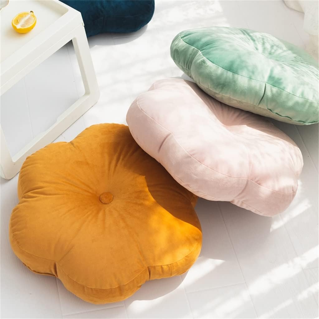 HBJWOV Floral Cushion Soft Velvet Pillow Solid Color Floor Pat 45x45cm Handcraft Home Decoration Sofa Chair Car Decor(Black)