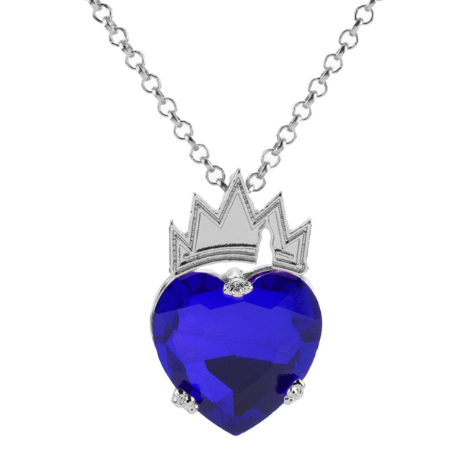 STANG STANG Collar con Colgante de corazón Rojo y Azul con Corona para Mujer, Collar Brillante descendiente, joyería de Boda, Gargantilla de Cadena, Regalo